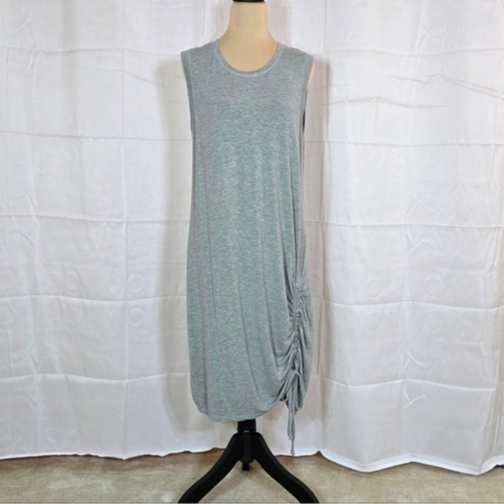 Zella Womens XL‎ Gray Heathered Side Ruched Sleeveless Modal Midi Dress